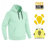 2. CE-Armored Kevlar Motorcycle Hoodie in Mint Green with Protective Pads