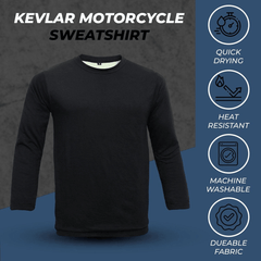 Kevlar Lined Motorcycle T-Shirt in Black with CE Level 1 Armour
