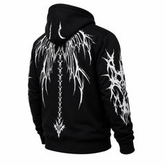 Men's Kevlar Motorcycle Hoodie in Black Dragon Wings Reflective