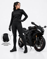Armored Motorcycle Leggings for Women in Black with CE Level 2 Protection