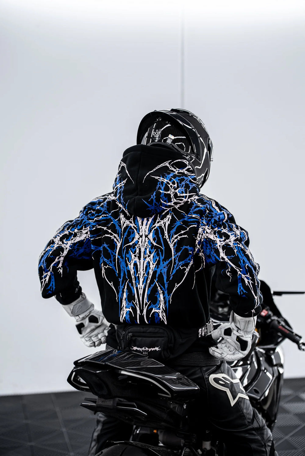 Armored Motorcycle Reflective Hoodie in Blue Thorn with CE Level 2 Protection