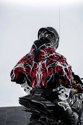 Armored Motorcycle Reflective Hoodie in Red Thorn with CE Level 2 Protection