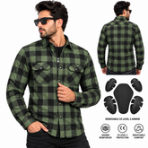 Kevlar-Lined Motorcycle Flannel Shirt in Dark Green