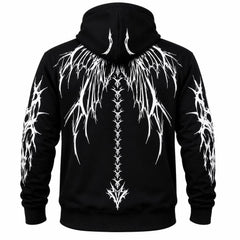 Men's Kevlar Motorcycle Hoodie in Black Dragon Wings Reflective