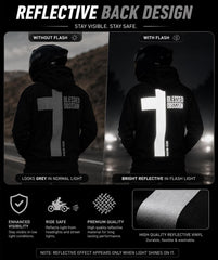 Men's Kevlar Motorcycle Hoodie in Black with Blessed Obsession Reflective