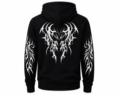Men's Kevlar Motorcycle Hoodie in Black with Tribal Print
