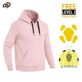 Unisex Aramid Motorcycle Hoodie in Pale Pink with CE Level 2 Armor