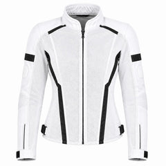 Women's Armored Motorcycle Mesh Jacket in Black & White with CE Level 2 Armor