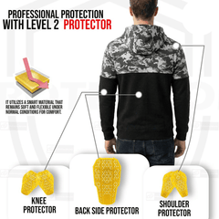 Unisex Kevlar Motorbike Digital Camo Hoodie with Free Level 2 Armor Protectors