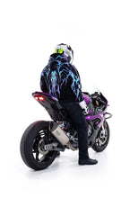 CE Level 2 Armored Motorcycle Hoodie in Purple Thorn with Reflective Print