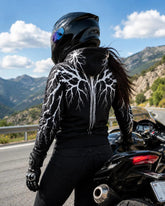 Kevlar-Lined Motorcycle Hoodie in Black with Reflected Printing