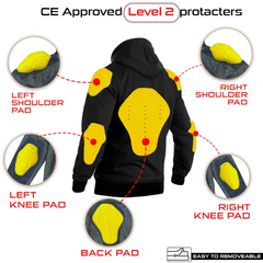 Unisex Reflective Stripe Kevlar Riding Hoodie in Gray with CE Level 2 Armor