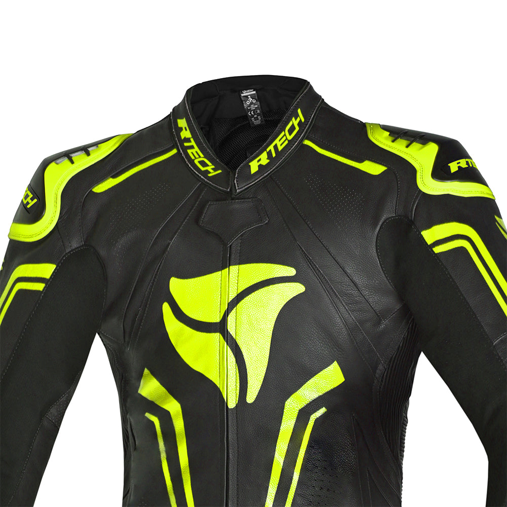 R-Tech Rising Star 1PC Motorcycle Racing Leather Suit Black Yellow