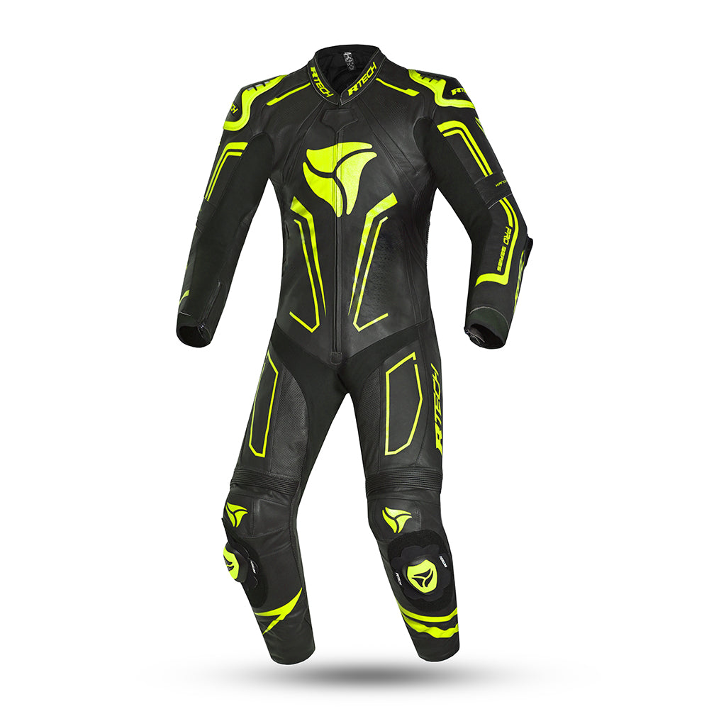 R-Tech Rising Star 1PC Motorcycle Racing Leather Suit Black Yellow