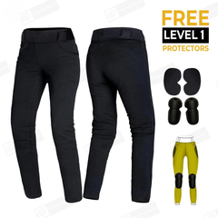 Armored Motorcycle Leggings for Women in Black with CE Level 2 Protection