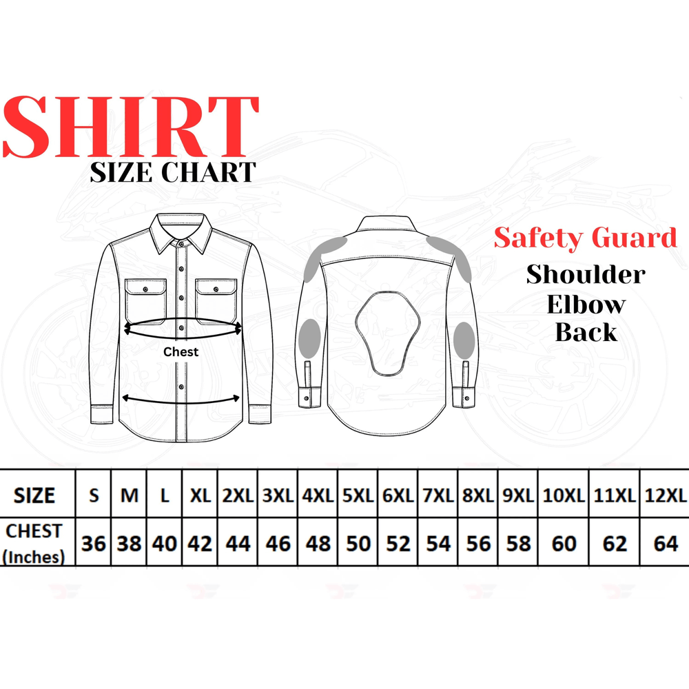 Men's Kevlar-Lined Flannel Motorcycle Riding Shirt in Blue with Armor