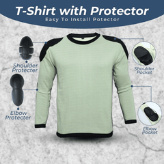 Kevlar Lined Motorcycle T-Shirt in Black with CE Level 1 Armour