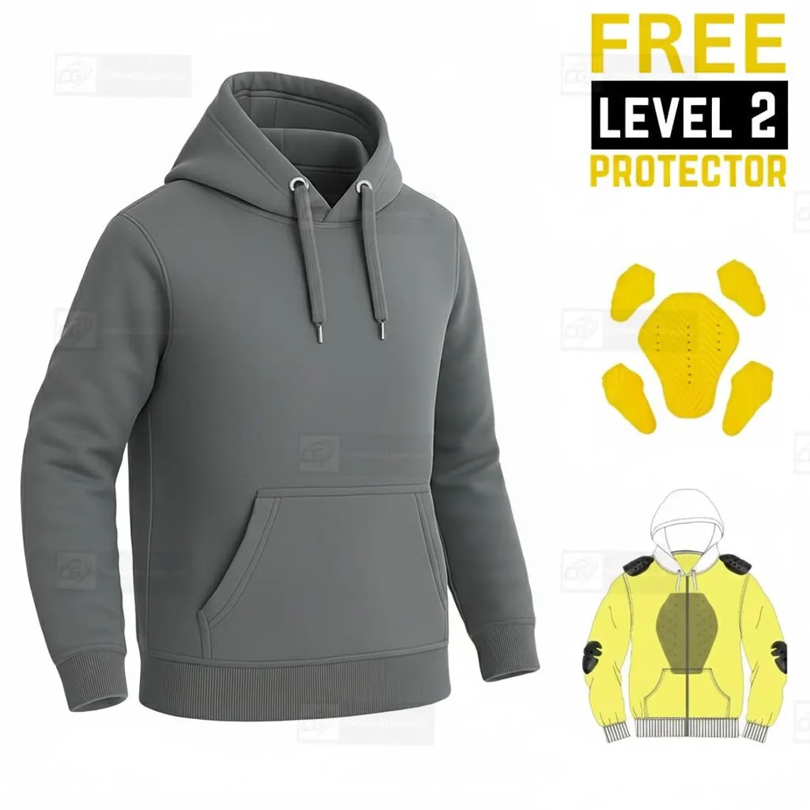 Kevlar Lined Pullover Motorcycle Hoodie in Charcole Gray