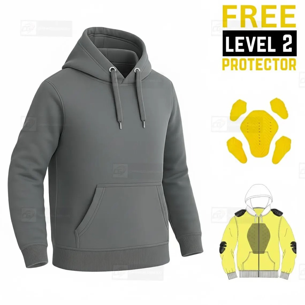 Kevlar Lined Pullover Motorcycle Hoodie in Charcole Gray