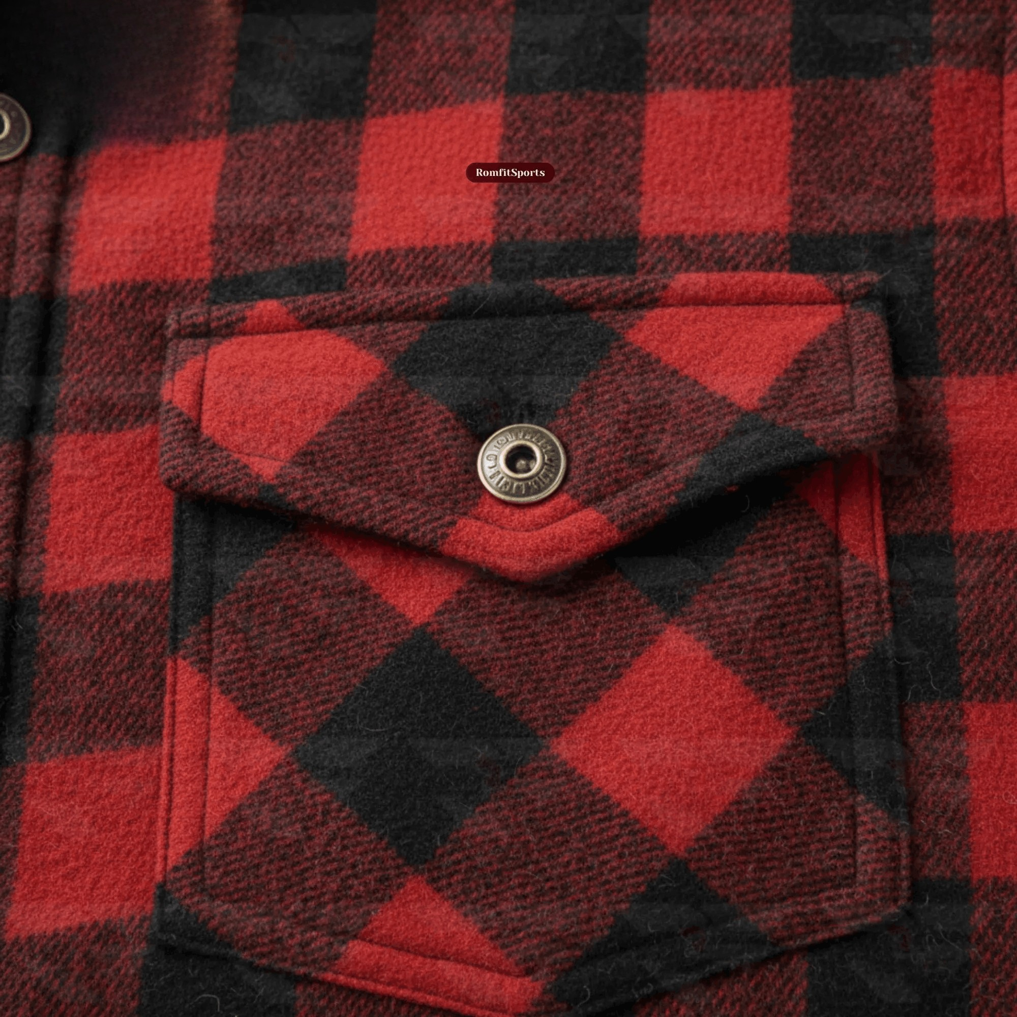 Men's Kevlar-Lined Flannel Motorcycle Riding Shirt in Red with Armor