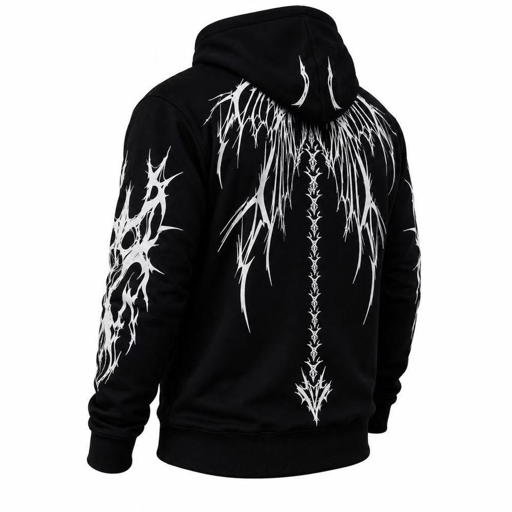 Men's Kevlar Motorcycle Hoodie in Black Dragon Wings Reflective