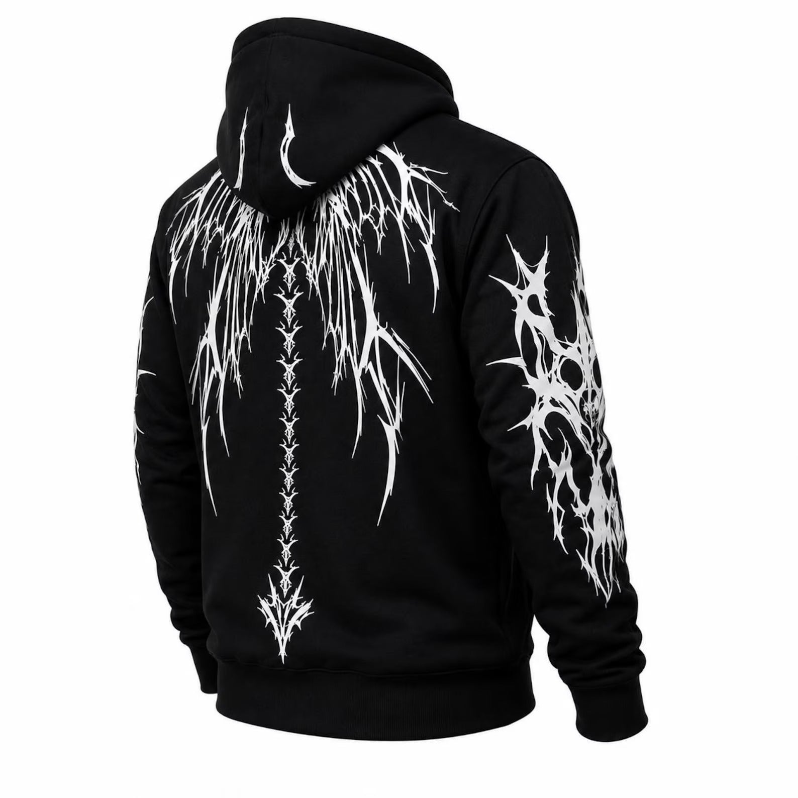 Men's Kevlar Motorcycle Hoodie in Black Dragon Wings Reflective