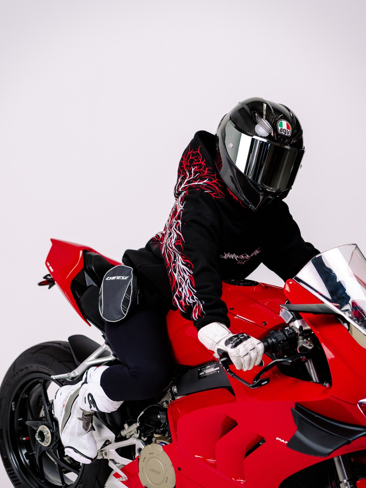 Red and Gray Thorn CE Level 2 Armored Motorcycle Hoodie with Reflective Print