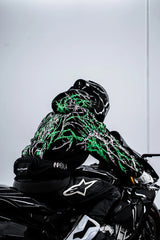 Armored Motorcycle Reflective Hoodie in Green Thorn with CE Level 2 Protection