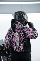 Armored Motorcycle Reflective Hoodie in Pink Thorn with CE Level 2 Protection