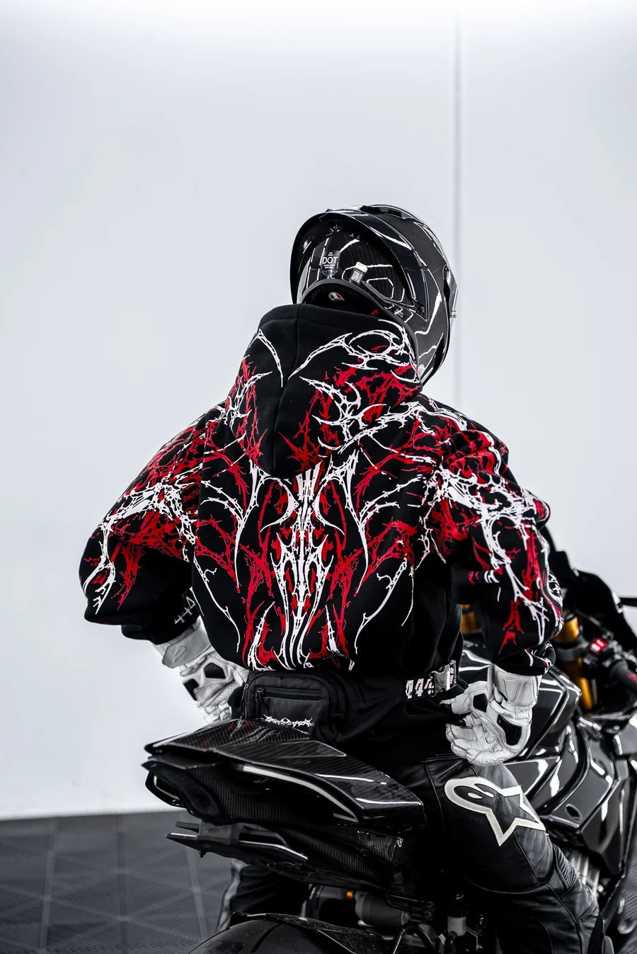 Armored Motorcycle Reflective Hoodie in Red Thorn with CE Level 2 Protection