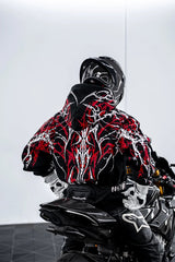 Armored Motorcycle Reflective Hoodie in Red Thorn with CE Level 2 Protection