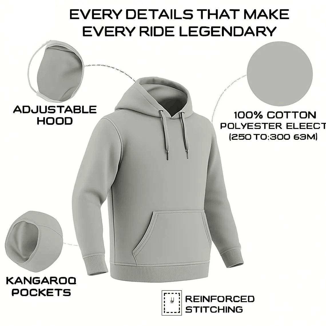 Kevlar-Lined Pull-Over Motorcycle Hoodie in Gray