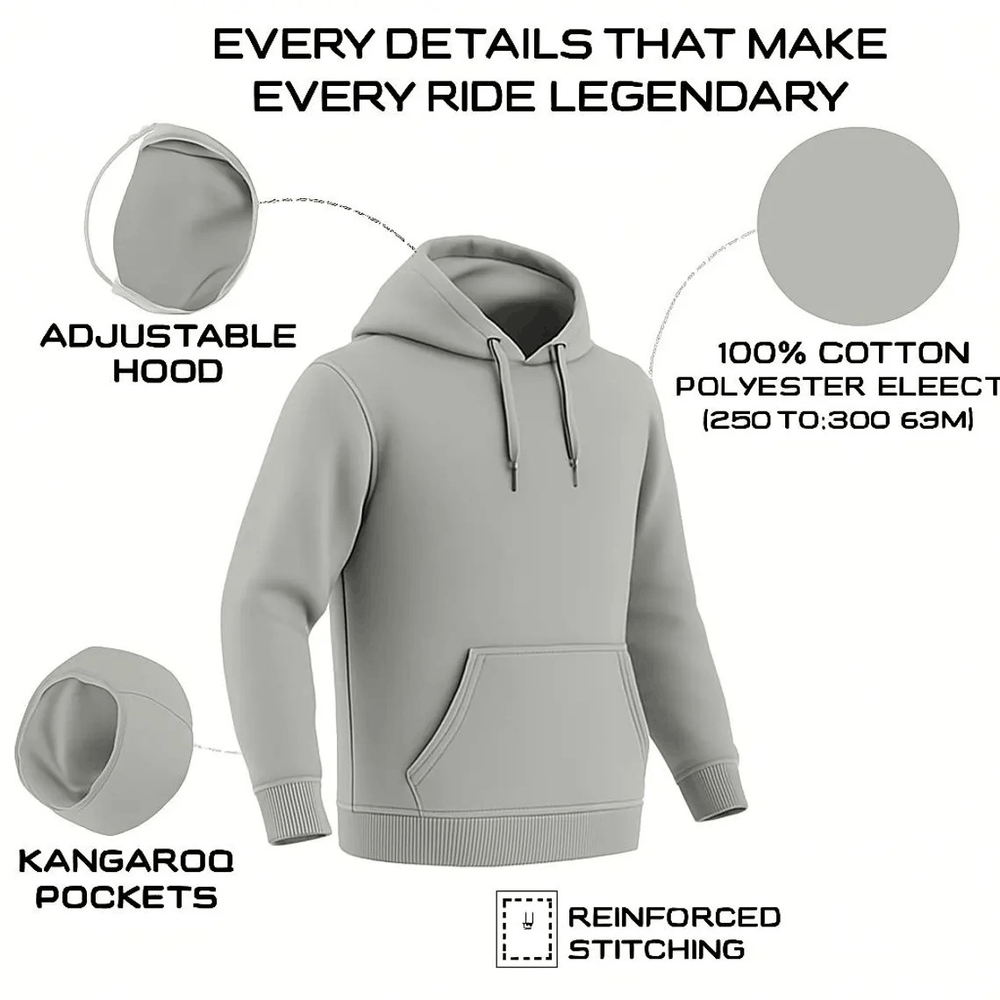 Kevlar-Lined Pull-Over Motorcycle Hoodie in Gray