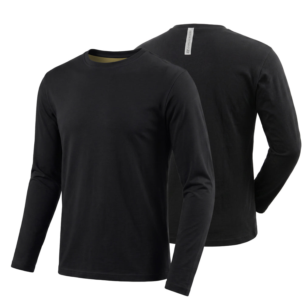 Kevlar Lined Black Long Sleeve Motorcycle Base Layer Shirt