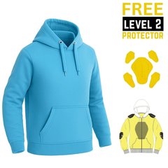 Kevlar-Lined Pullover Motorbike Hoodie in Sky Blue