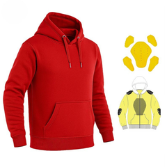 Kevlar Lined Red Hoodie for Motorcycle Riders with Protective Armor
