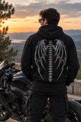 Shadow Wings Reflective Armored Motorcycle Hoodie in Black with CE Level 2 Protection