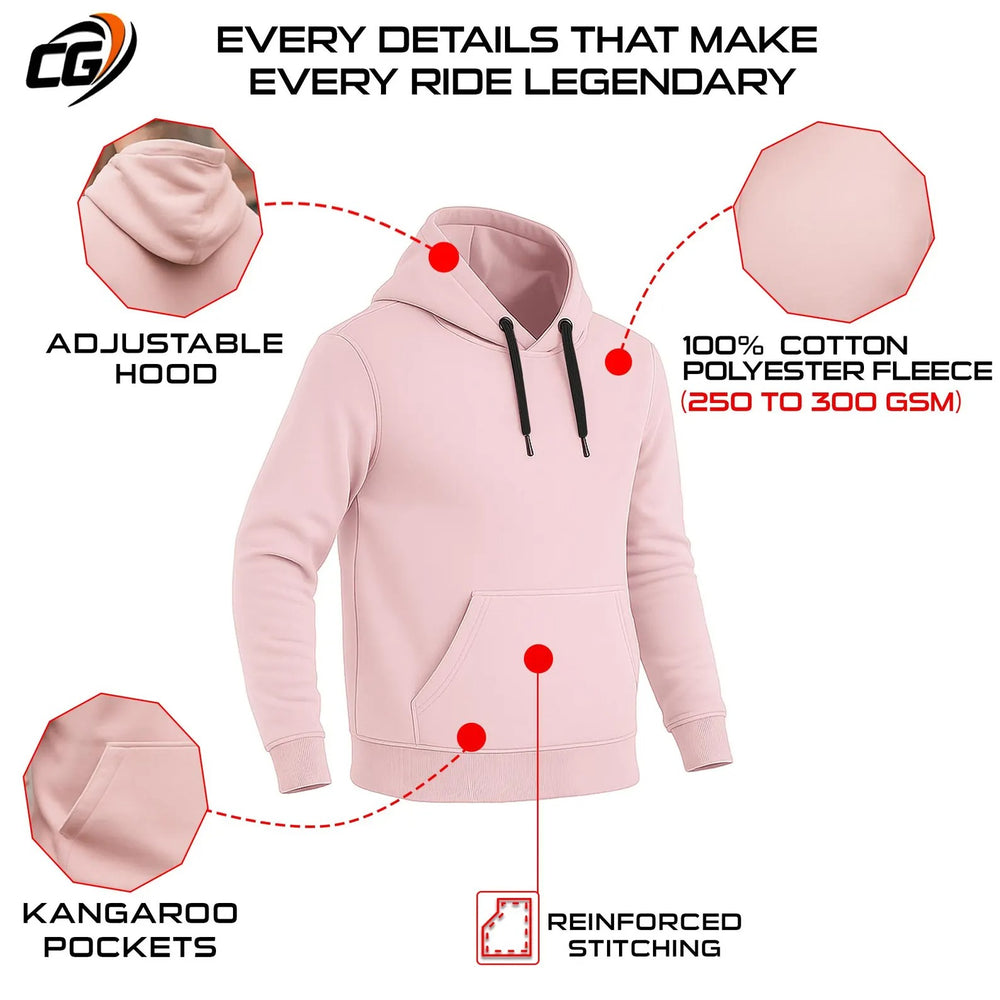 Unisex Aramid Motorcycle Hoodie in Pale Pink with CE Level 2 Armor