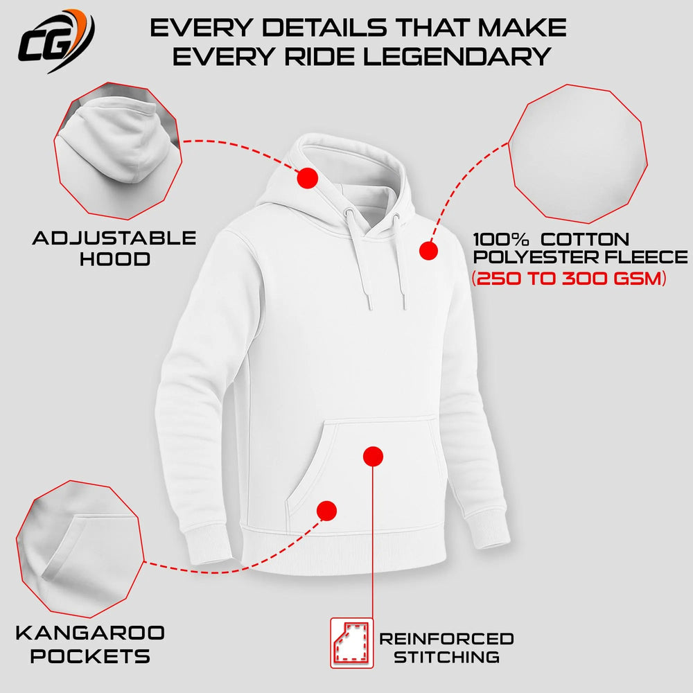 Unisex Aramid Motorcycle Hoodie in White with CE Level 2 Armor