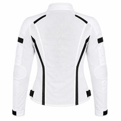 Women's Armored Motorcycle Mesh Jacket in Black &amp; White with CE Level 2 Armor