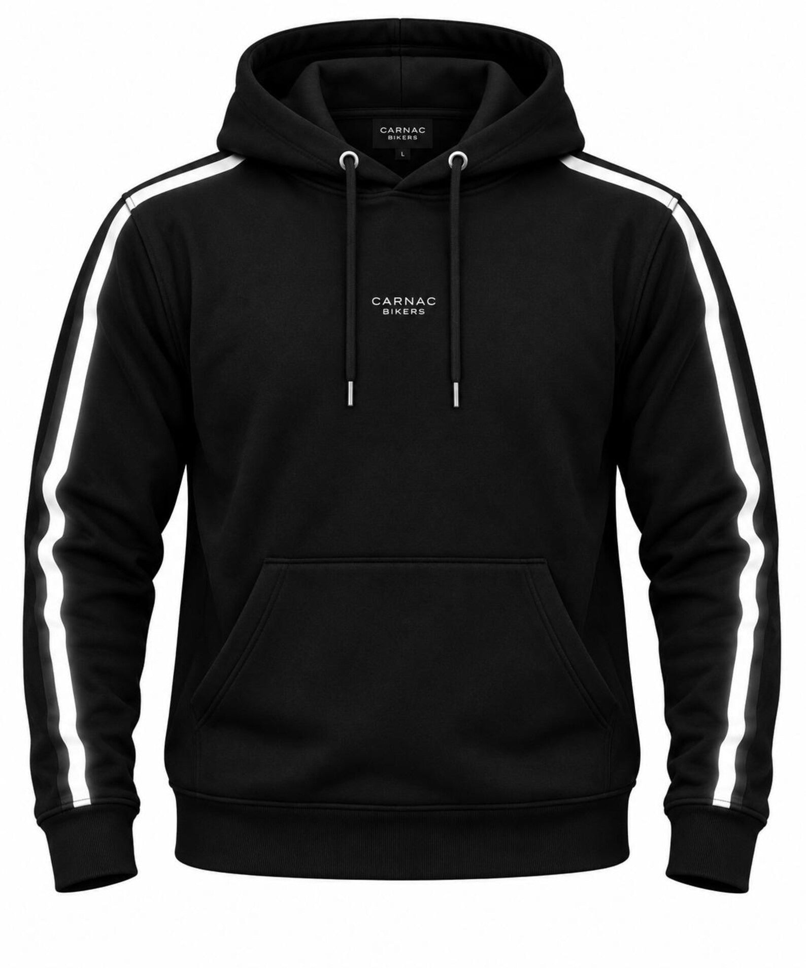Aramid Lined Motorcycle Armored Hoodie in Black with Reflective Racing Stripes