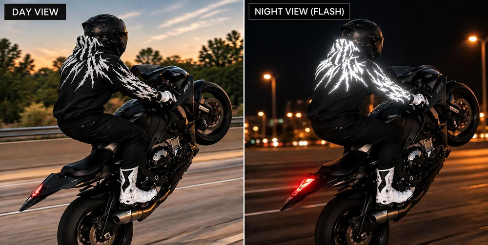 Claw Flame Armored Motorcycle Reflective Hoodie in Black