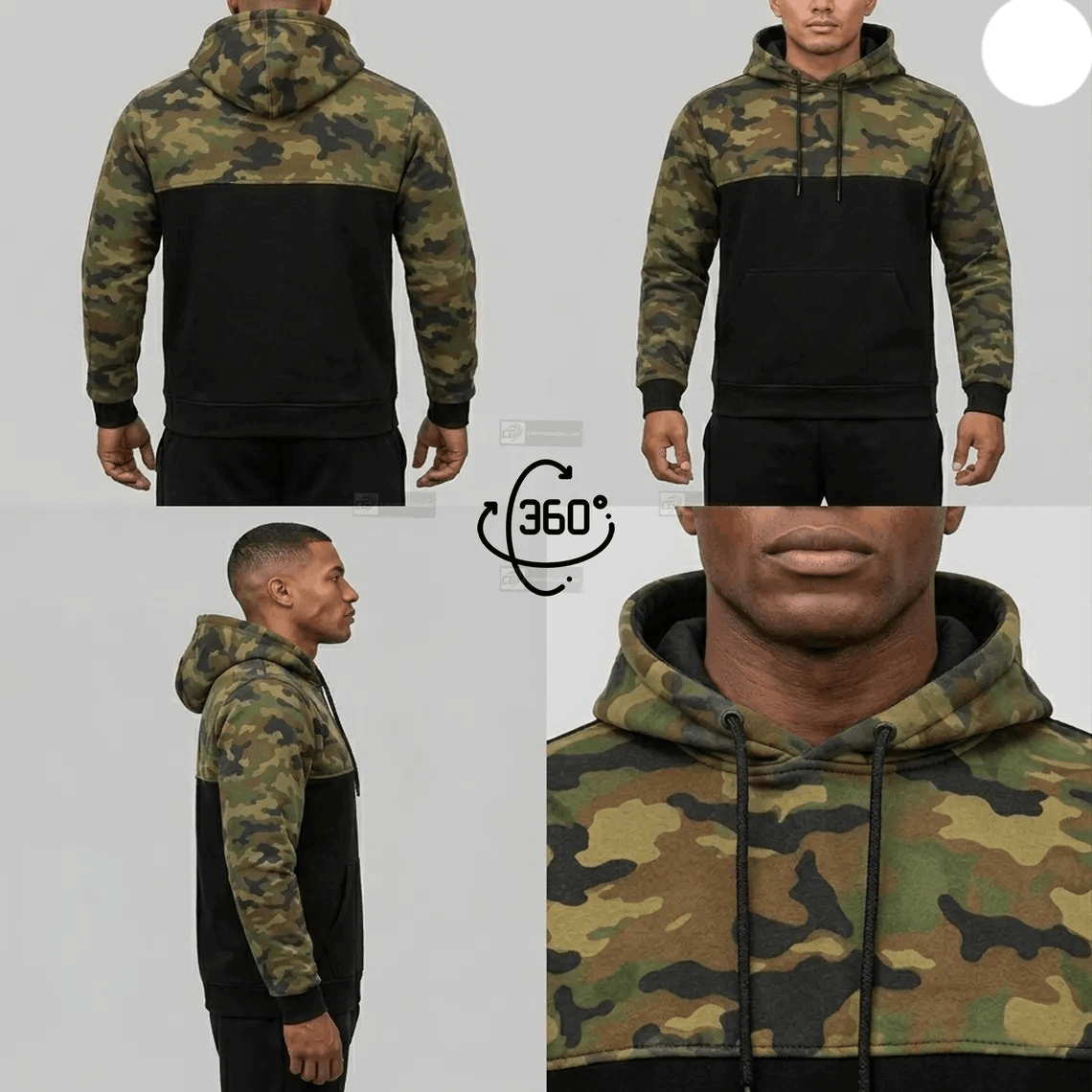 Camo Black Kevlar Motorcycle Hoodie with Free Level 2 Back Protector