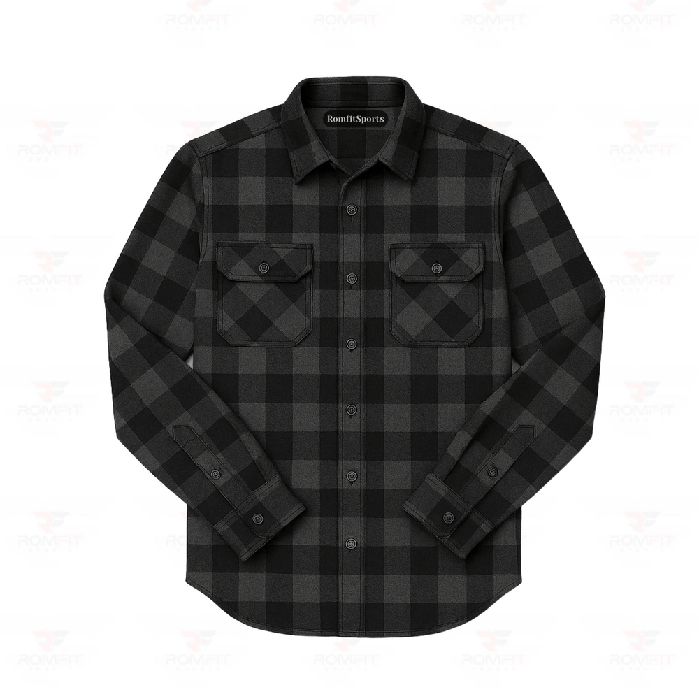 Men's Kevlar Lined Flannel Motorcycle Riding Shirt in Black with Armor