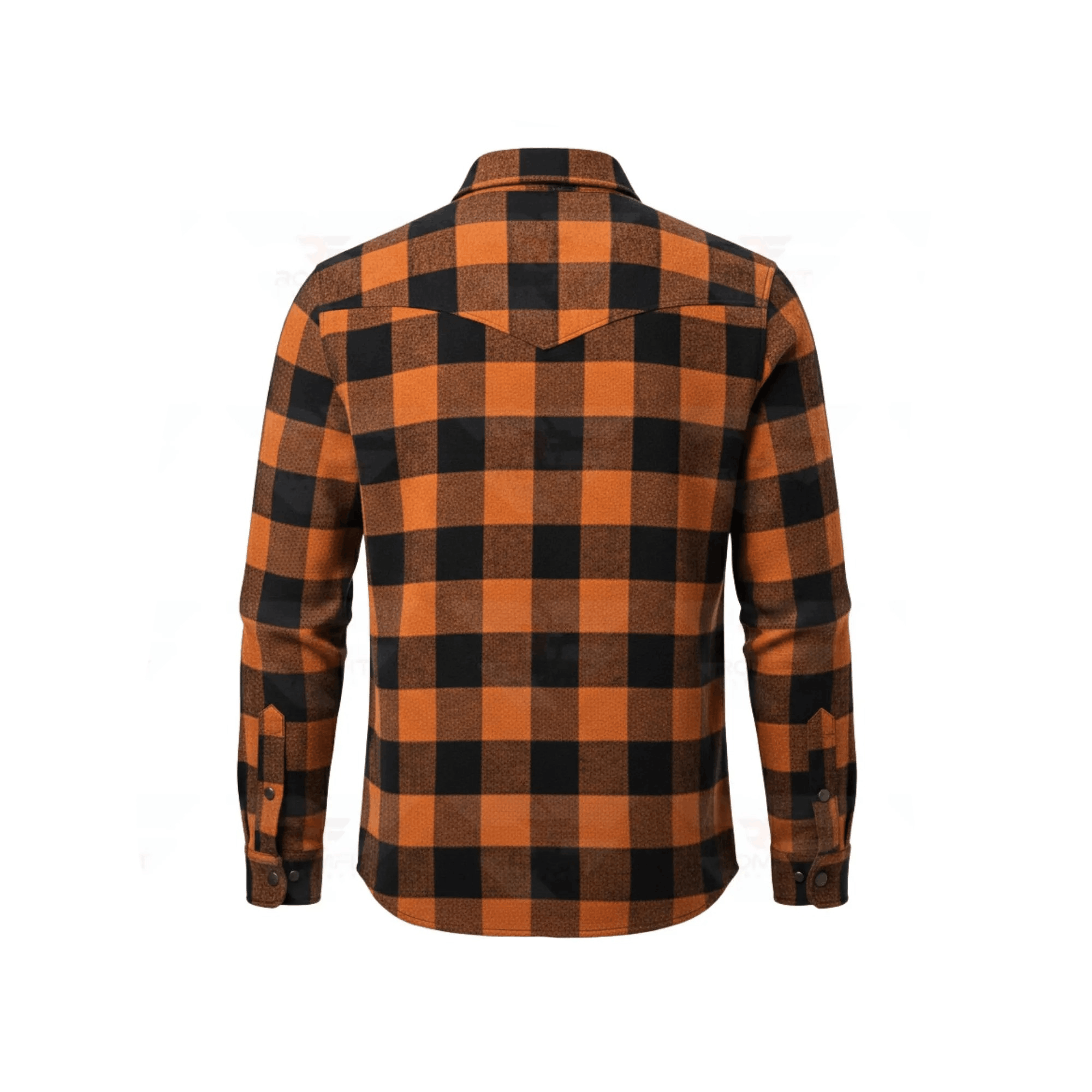 Men's Kevlar-Lined Flannel Motorcycle Riding Shirt in Orange with Armor