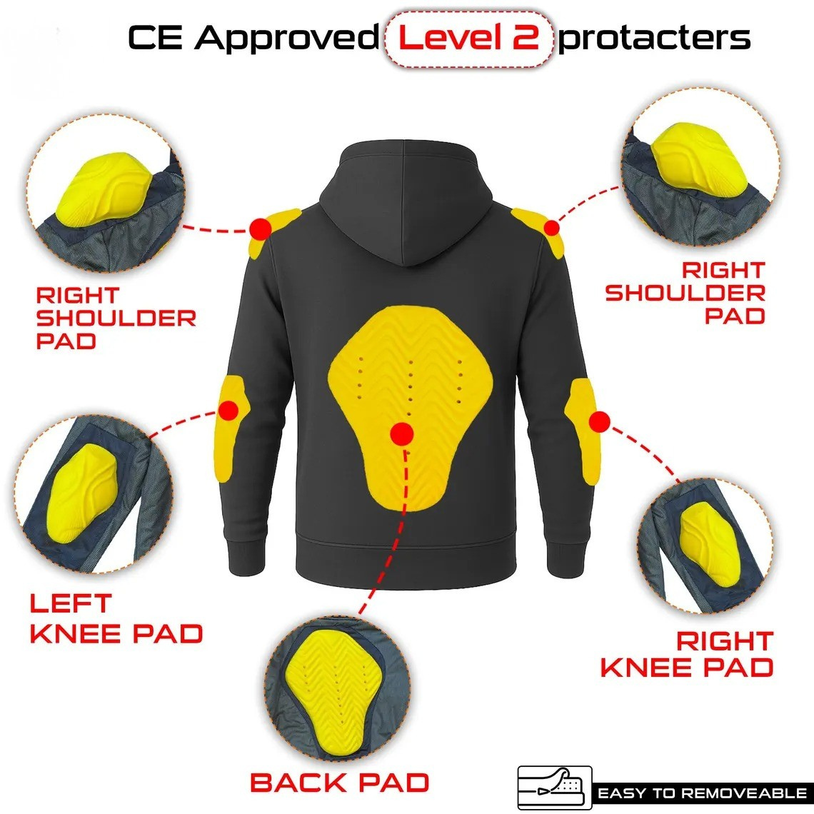 Kevlar Lined Pullover Motorcycle Hoodie in Charcole Gray