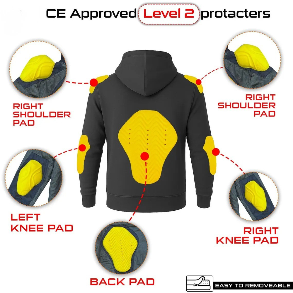 Kevlar Lined Pullover Motorcycle Hoodie in Charcole Gray