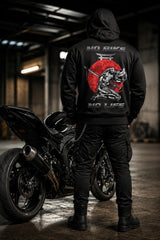 Kevlar Motorcycle Hoodie in Black with Removable CE Armor