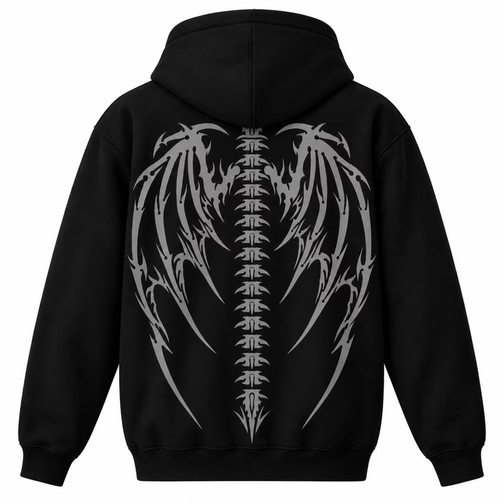 Shadow Wings Reflective Armored Motorcycle Hoodie in Black with CE Level 2 Protection