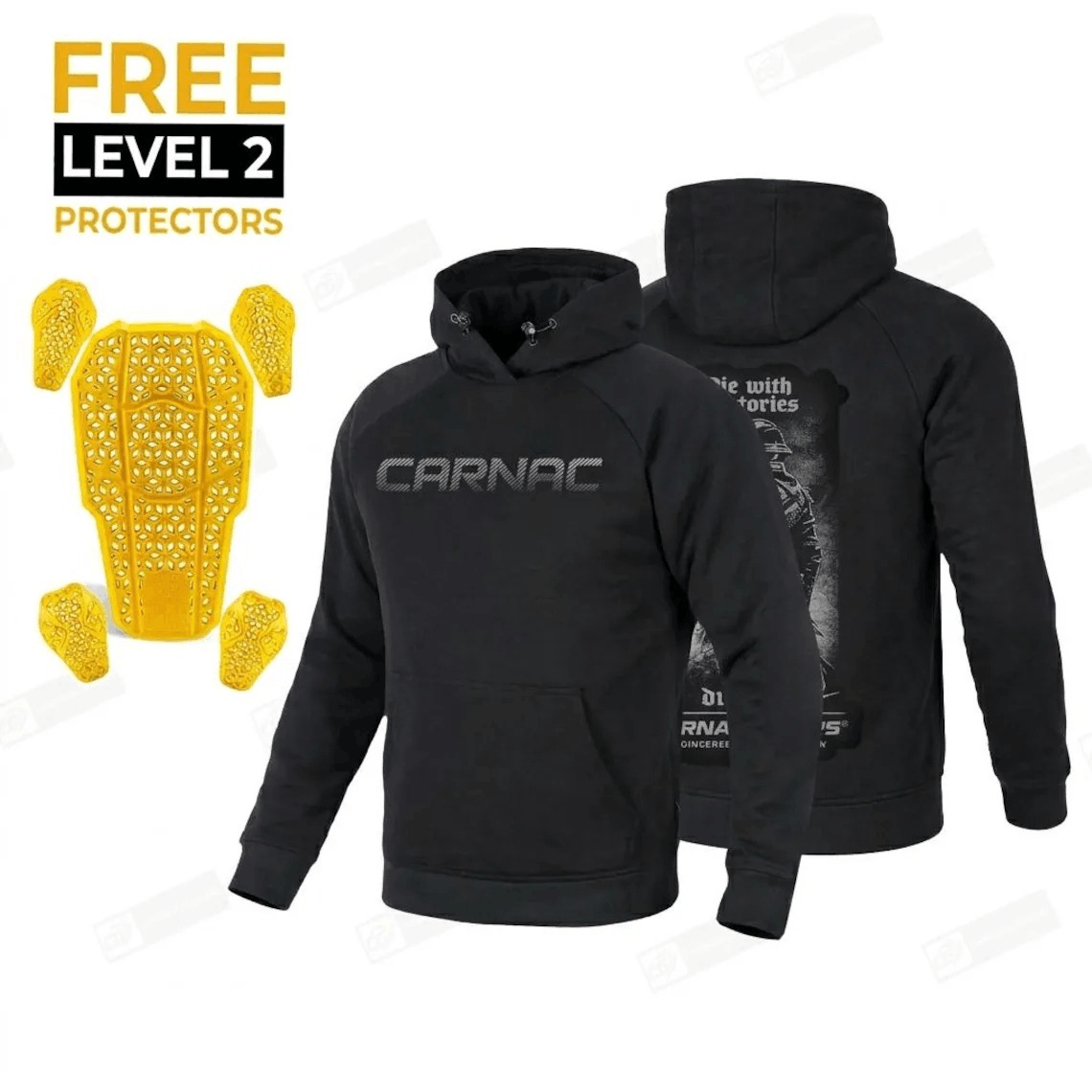 Kevlar Lined Motorcycle Hoodie in Black with CE Level 2 Armor